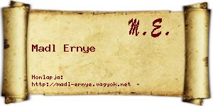 Madl Ernye névjegykártya